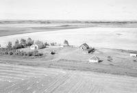 Aerial photograph of a farm near Biggar, SK