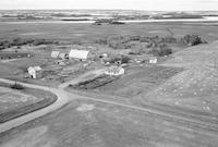 Aerial photograph of a farm near Prince Albert, SK