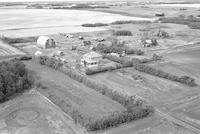 Aerial photograph of a farm in Saskatchewan