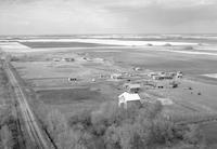 Aerial photograph of a farm near Biggar, SK