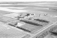 Aerial photograph of a farm near Battleford, SK