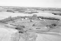 Aerial photograph of a farm in Saskatchewan