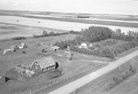 Aerial photograph of a farm near Highway 14 W. of Unity