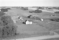 Aerial photograph of a farm near Highway 14 W. of Unity