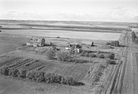 Aerial photograph of a farm near Highway 14 W. of Unity