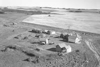 Aerial photograph of a farm near Highway 14 W. of Unity