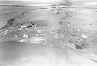 Aerial photograph of a farm in Saskatchewan