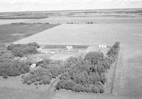 Aerial photograph of a farm near Meadow Lake, SK