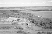 Aerial photograph of a farm near Meadow Lake, SK