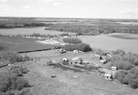 Aerial photograph of a farm near Meadow Lake, SK