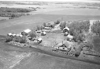 Aerial photograph of a farm near Meadow Lake, SK