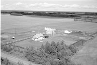 Aerial photograph of a farm near Meadow Lake, SK