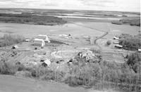 Aerial photograph of a farm near Meadow Lake, SK