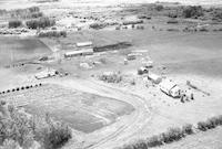 Aerial photograph of a farm near Meadow Lake, SK