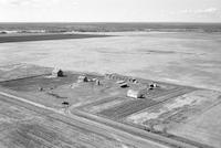 Aerial photograph of a farm near Meadow Lake, SK