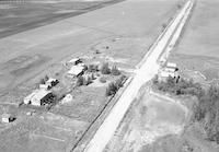 Aerial photograph of a farm in Saskatchewan