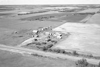 Aerial photograph of a farm in Saskatchewan