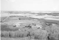 Aerial photograph of a farm near Meota, SK Kinistino Country (?)