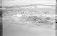 Aerial photograph of a farm near Battleford, SK