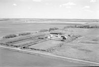 Aerial photograph of a farm near North Battleford, SK