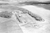 Aerial photograph of a farm in Saskatchewan