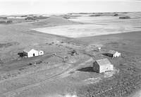 Aerial photograph of a farm in Saskatchewan