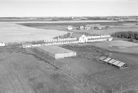 Aerial photograph of a farm in Saskatchewan