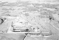 Aerial photograph of a farm in Saskatchewan