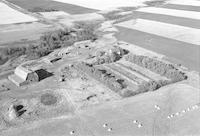 Aerial photograph of a farm in Saskatchewan (8-43-15-W3)
