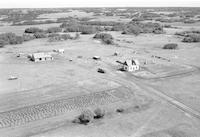 Aerial photograph of a farm in Saskatchewan