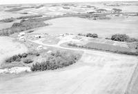 Aerial photograph of a farm near Hafford, SK (42-9-W3)