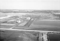 Aerial photograph of a farm in Saskatchewan