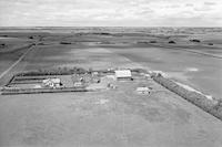 Aerial photograph of a farm near Cut Knife, SK