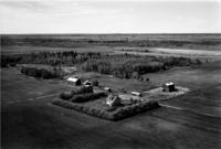 Aerial photograph of a farm near Makwa, SK