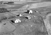 Aerial photograph of a farm in Saskatchewan