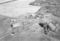 Aerial photograph of a farm in Saskatchewan