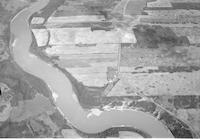 Aerial photograph of a farm in Saskatchewan