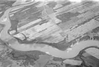 Aerial photograph of a farm in Saskatchewan