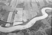 Aerial photograph of a farm in Saskatchewan